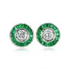 Old European Diamond Emerald Halo Earrings - Bampton Earrings MAR106 TV