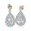 Aquamarine and Diamond Hanging Earrings Top View MAR109