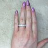 Emerald Cut Diamond Prong Set Platinum Mounting Eternity Band MOSK-F1