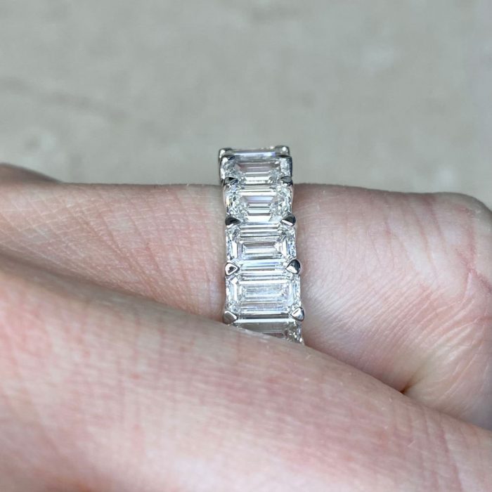 Size 6.75 Emerald Cut Diamond Eternity Band MOSK-F4