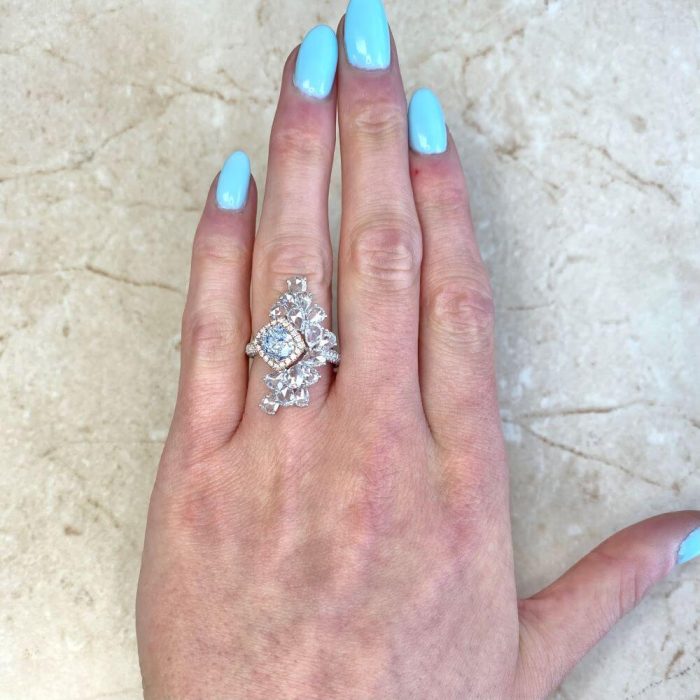 1.18ct Cushion Cut Fancy Very Light Blue Diamond Ring VMK14 F1