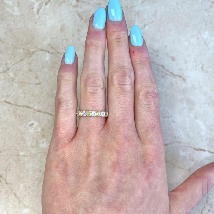 Fancy Yellow Diamond And White Diamond 14k White Gold Mounting Ring VMK60 F1